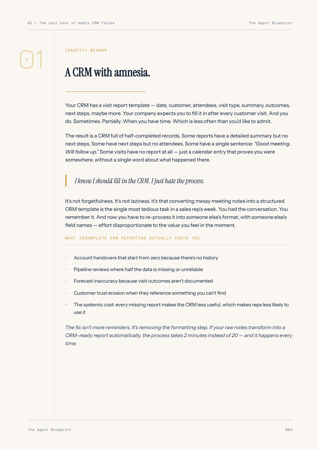 CRM Visit Report Formatter - Sales Phase 4 | Step 3 of 4