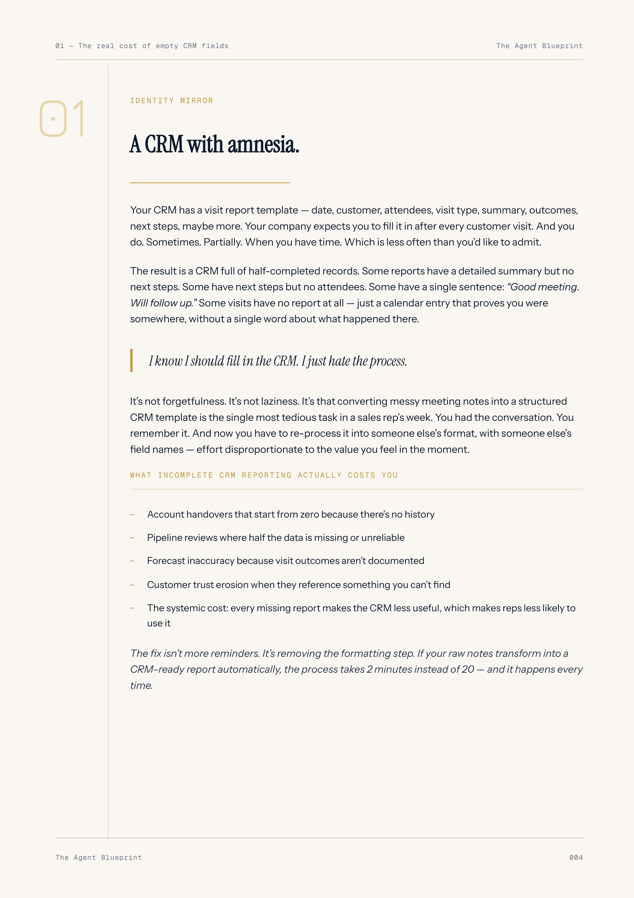 CRM Visit Report Formatter - Sales Phase 4 | Step 3 of 4