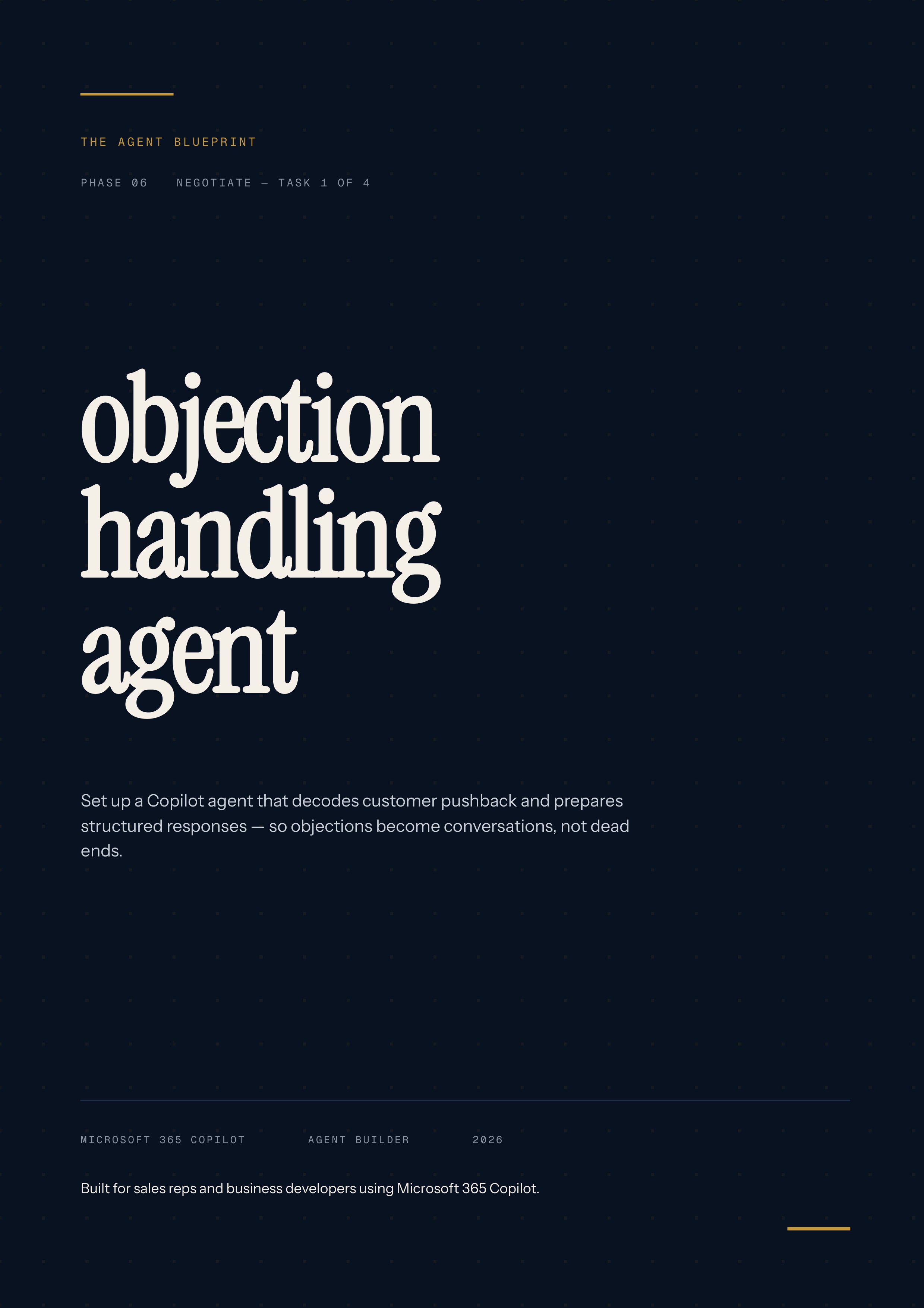 Objection Handling Agent - Sales Phase 6 | Step 1 of 4