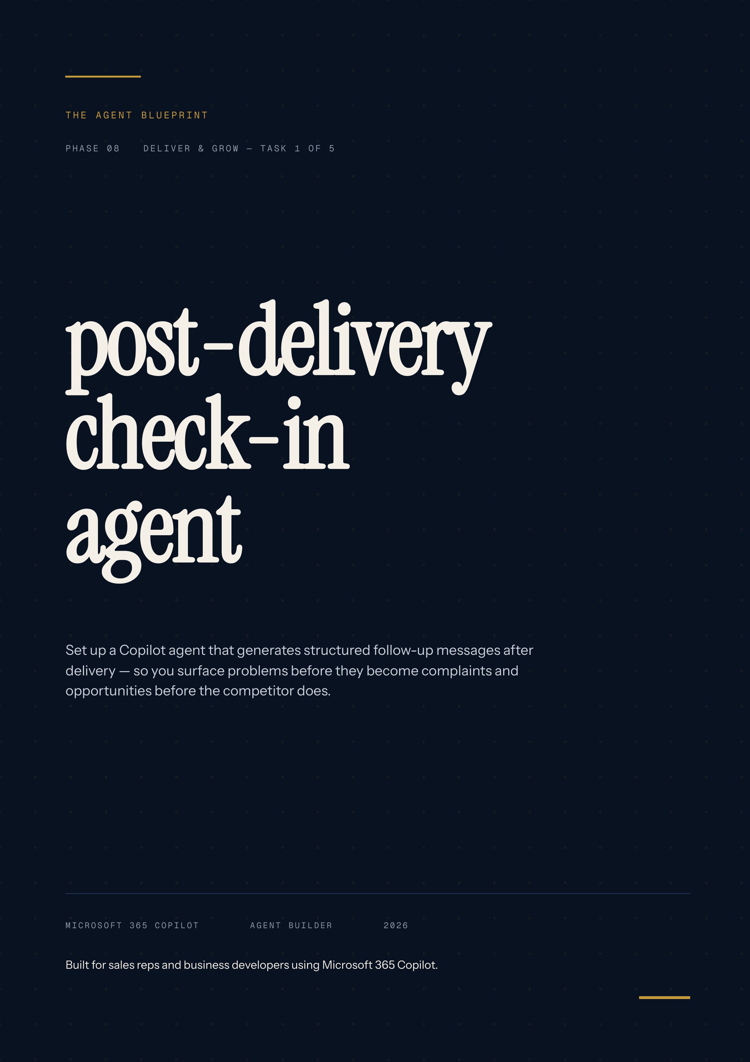 Post-Delivery Check-In Agent - Sales Phase 8 | Step 1 of 5
