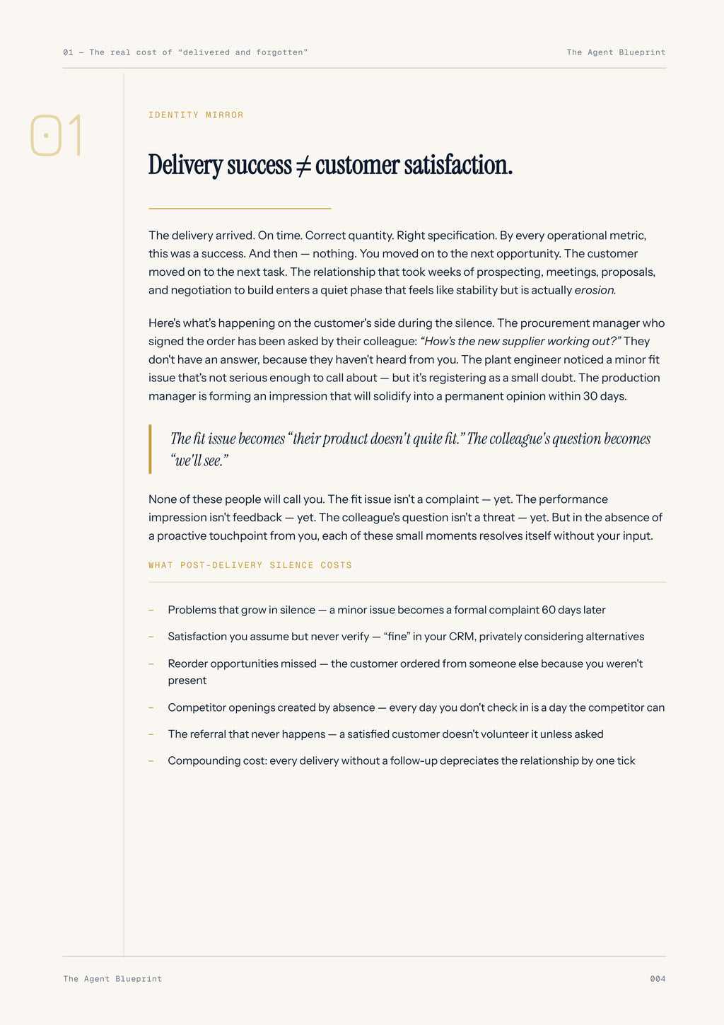 Post-Delivery Check-In Agent - Sales Phase 8 | Step 1 of 5